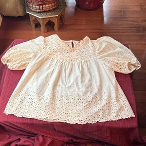 T.J.Maxx White Eyelet Blouse
